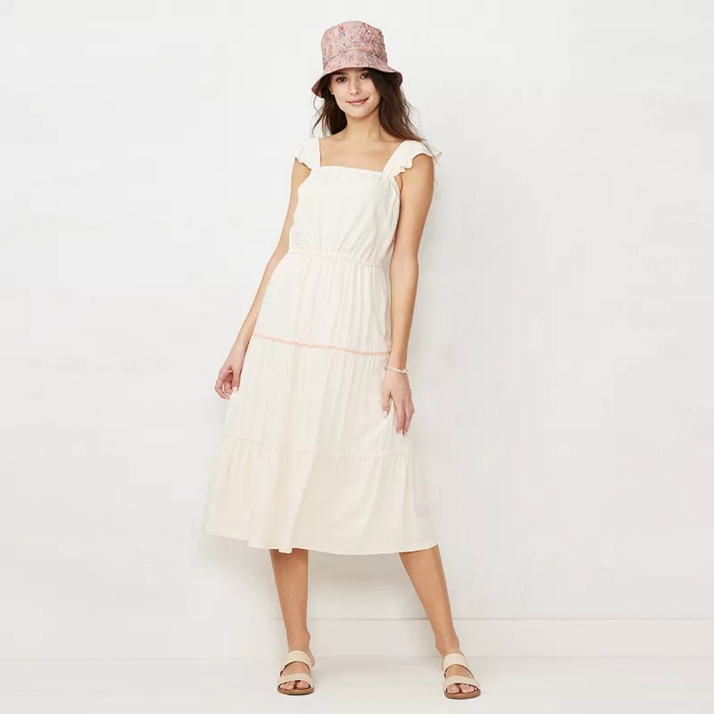 LC Lauren Conrad Tiered Pinafore Peach Tiered Dress XXL boho